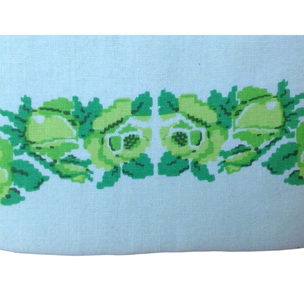 Vintage Fabric Handmade Wristlet Clutch Floral Green Make up Travel Case Bag - Picture 5 of 10